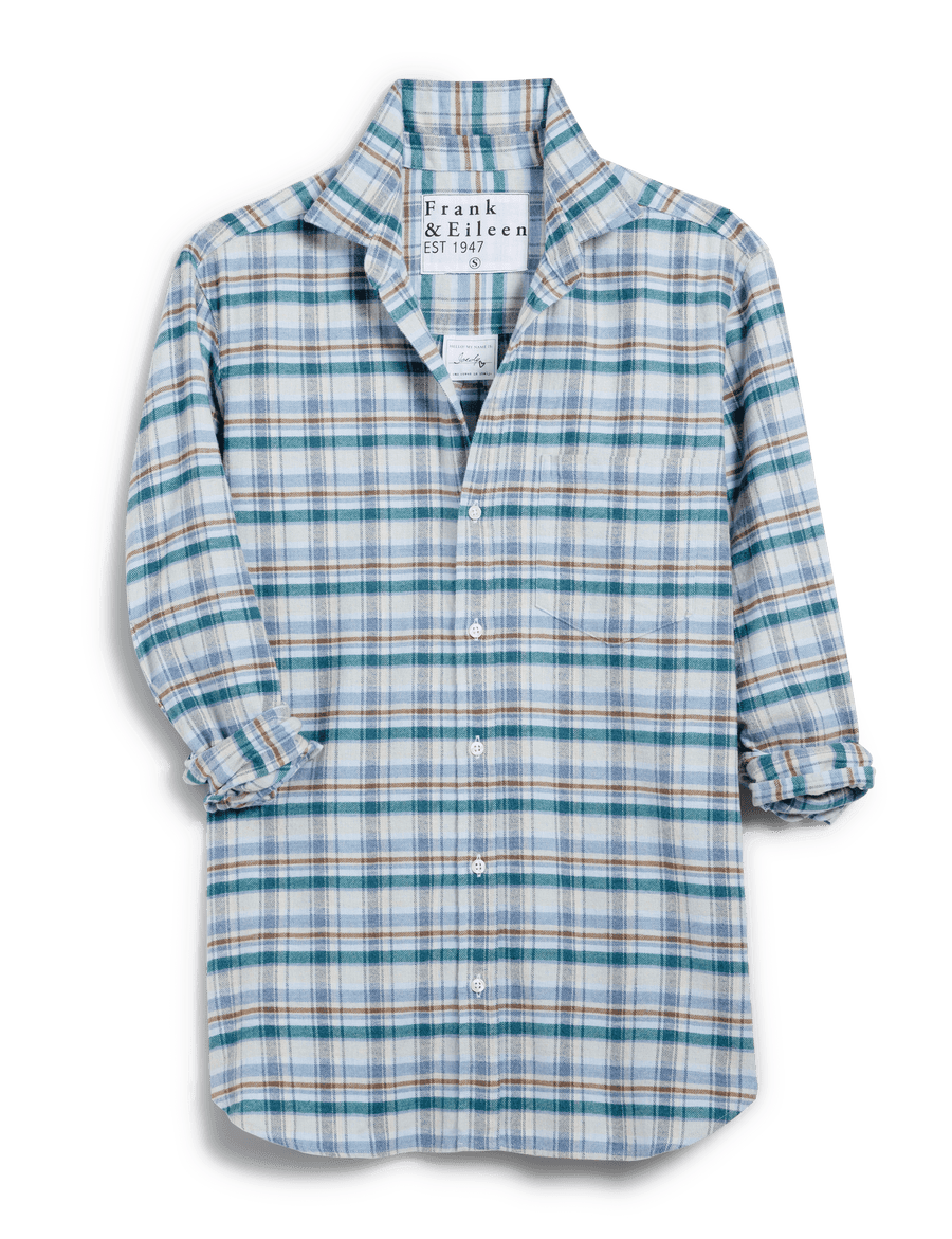 JOEDY Cream and Blue Plaid, Italian Flannel