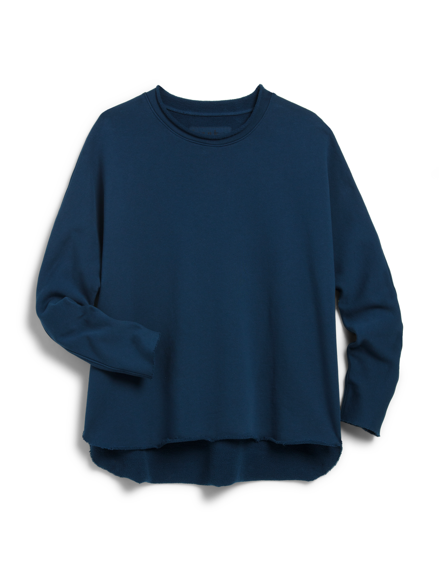 Flat front of Blue Frank & Eileen Anna Long Sleeve Capelet in Triple Fleece