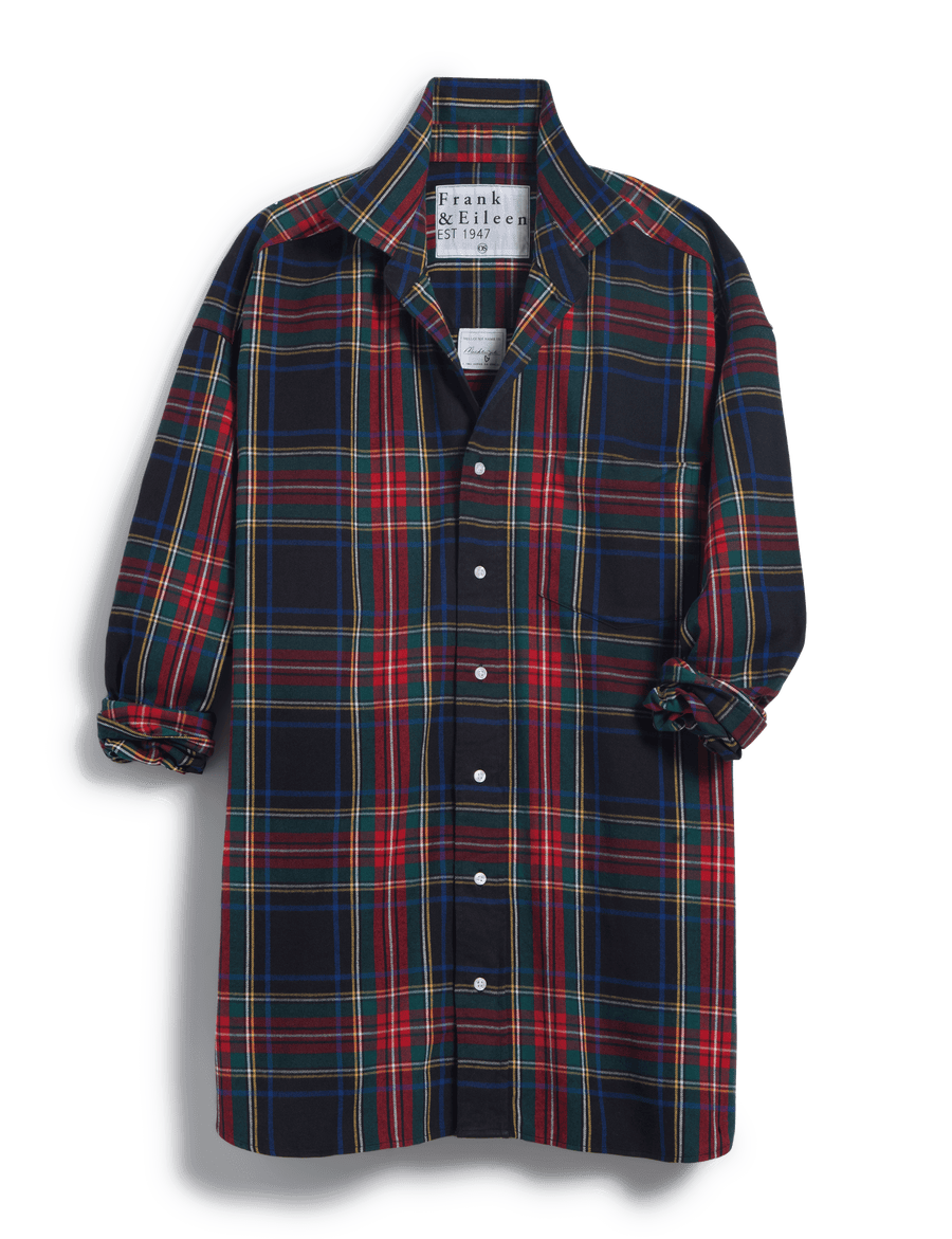 MACKENZIE Black and Red with Green Plaid, Italian Flannel