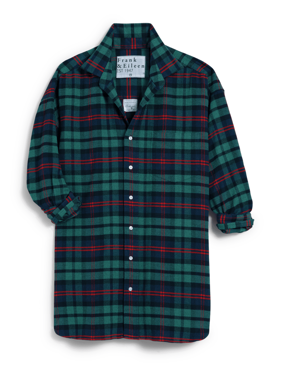 MACKENZIE Navy and Green with Red Plaid, Flannel