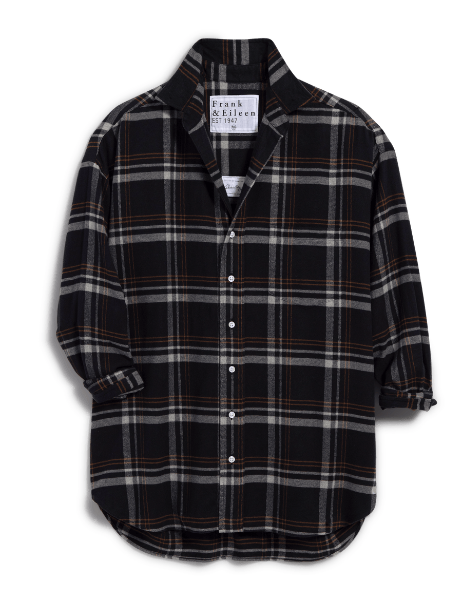 SHIRLEY Black and Gray with Camel Plaid, Italian Flannel