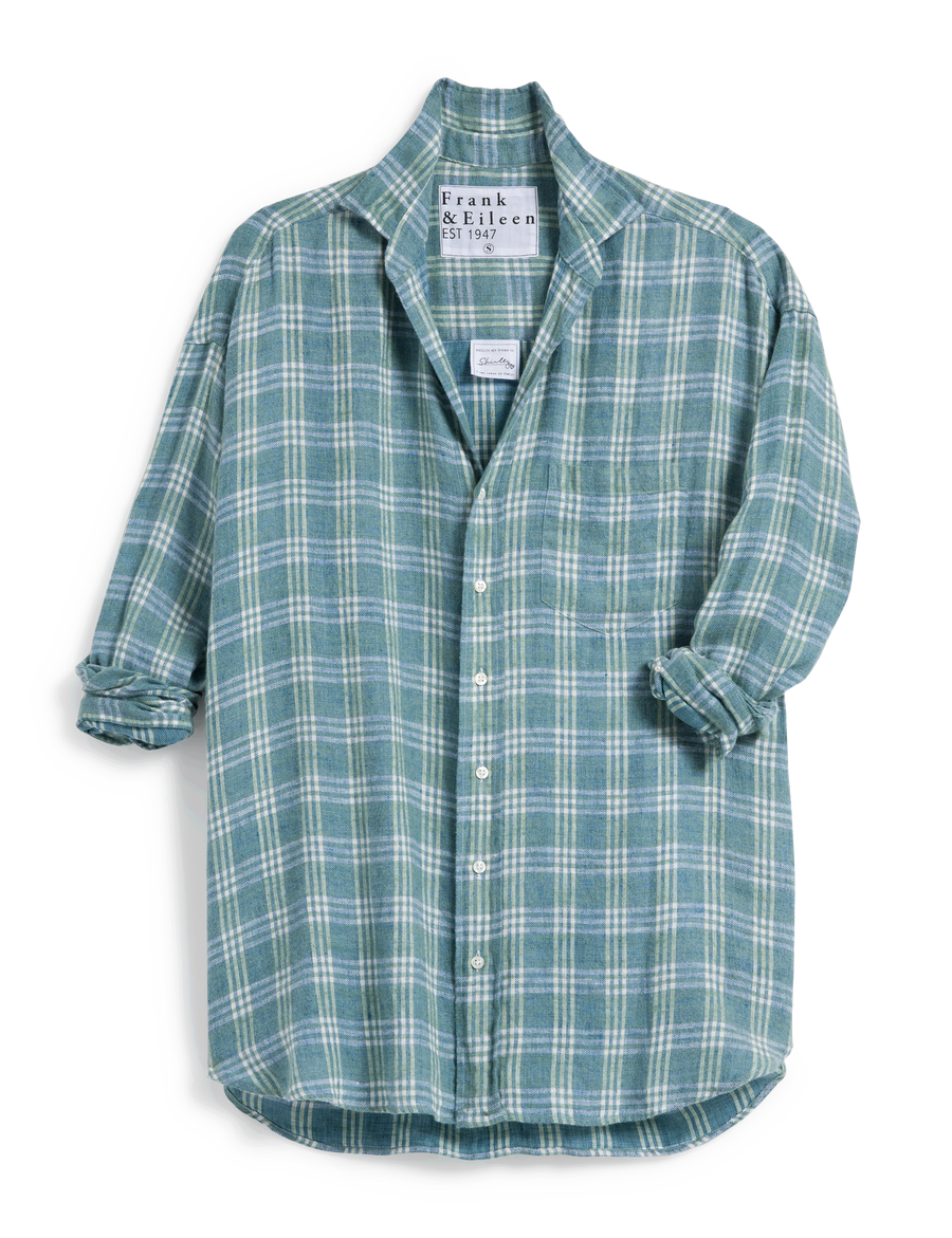 SHIRLEY Green and Blue Plaid, Flannel Linen