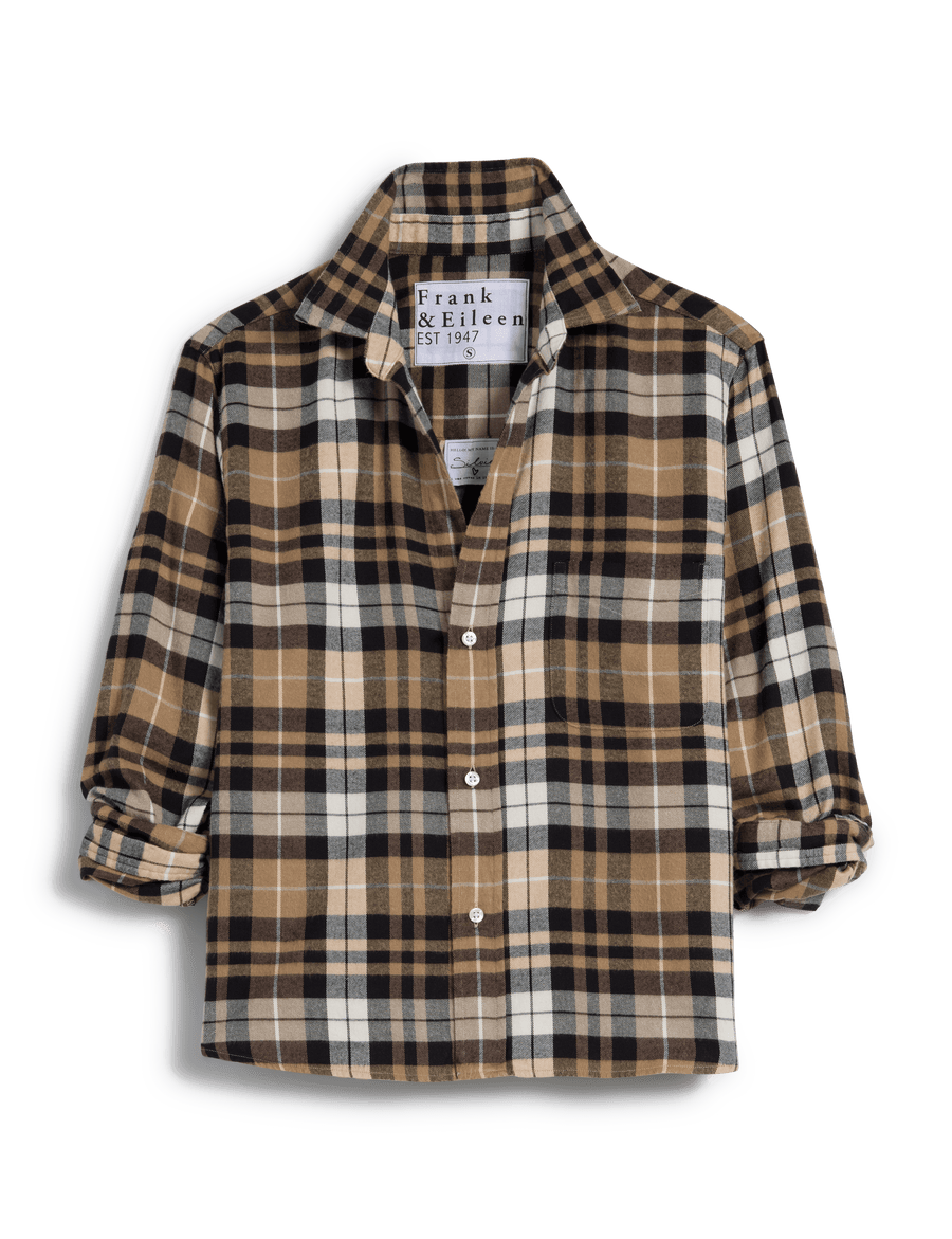 SILVIO Sand and Camel with Black Plaid, Italian Flannel