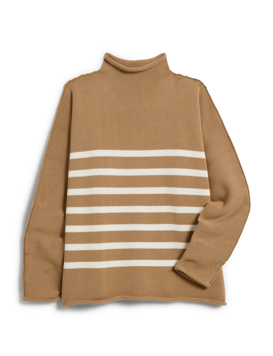 MONTEREY Camel with Cream Stripe, Pure Italian Cotton