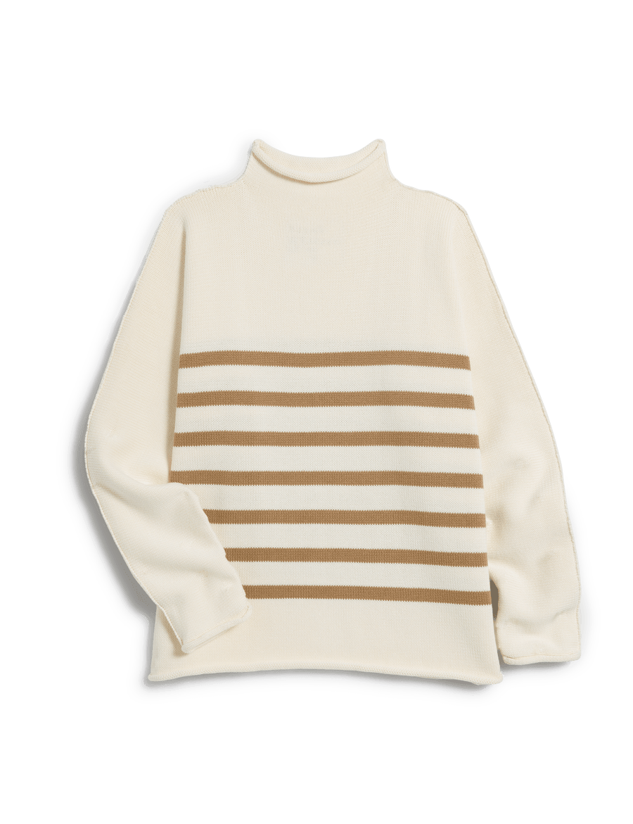 MONTEREY Cream with Camel Stripe, Pure Italian Cotton