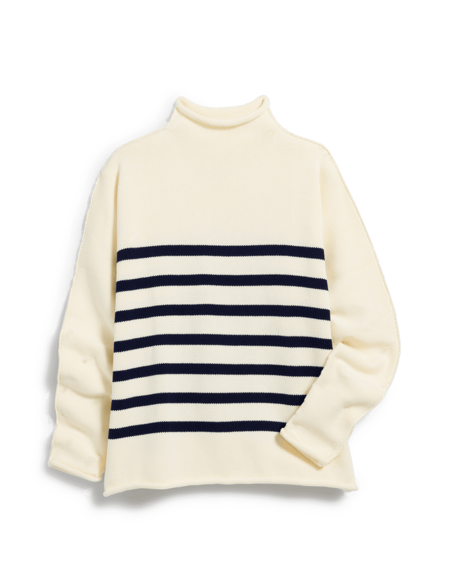 MONTEREY Cream with Navy Stripe, Pure Italian Cotton