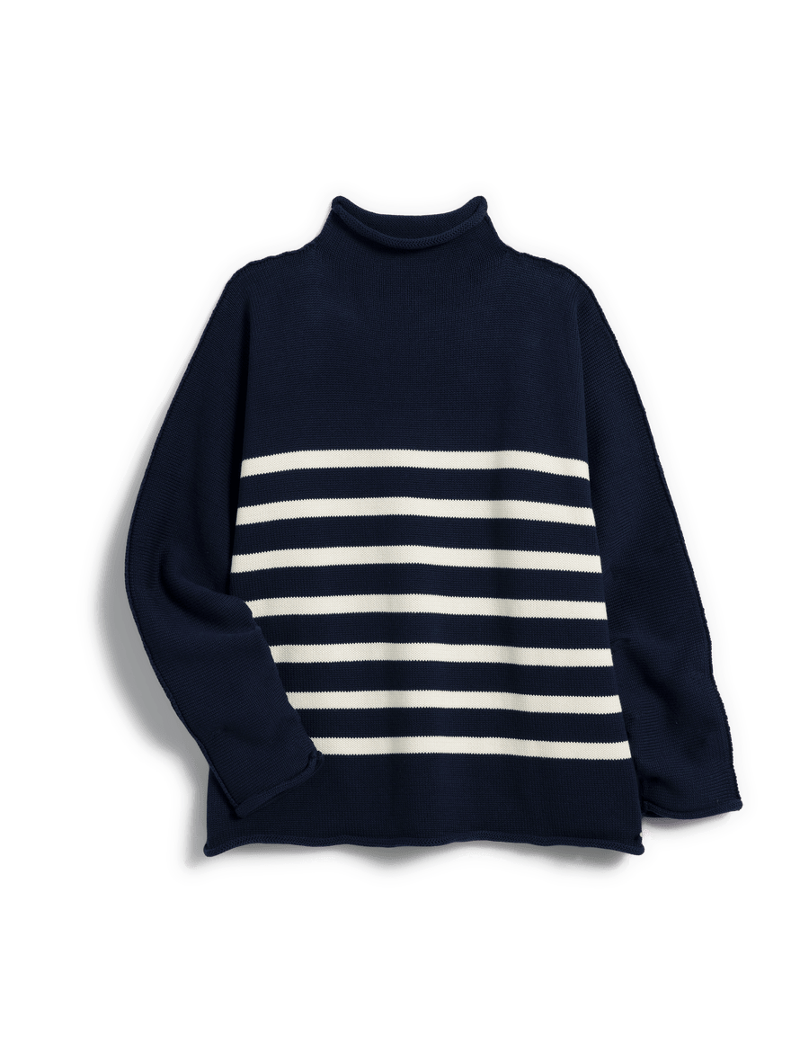 MONTEREY Navy with Cream Stripe, Pure Italian Cotton