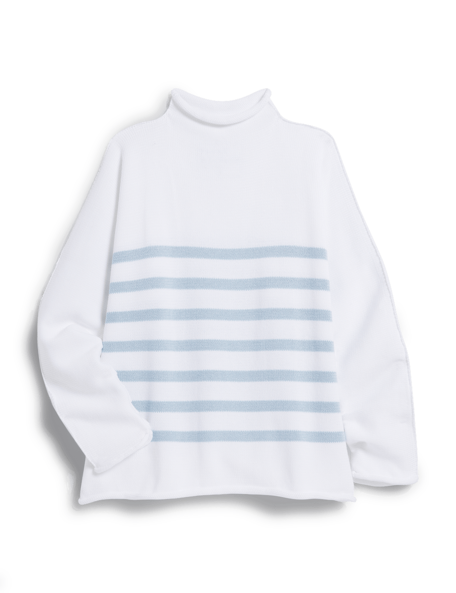 MONTEREY White with Ice Stripe, Pure Italian Cotton