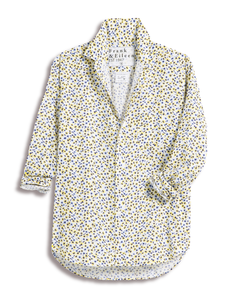 EILEEN Light Blue with Yellow Flowers, Casual Cotton