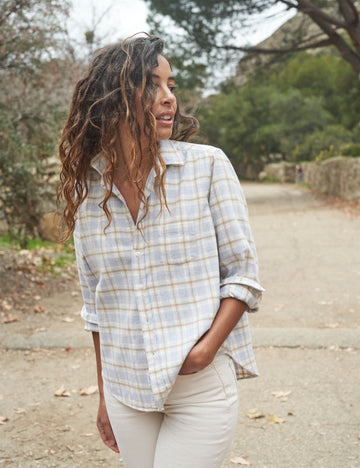 EILEEN Gray and Tan with White Plaid, Italian Flannel