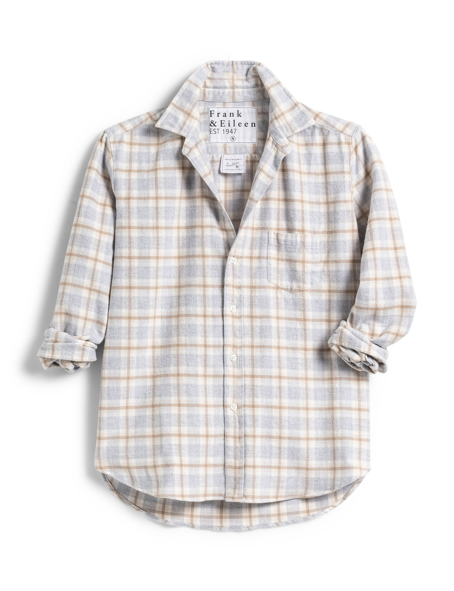 EILEEN Gray and Tan with White Plaid, Italian Flannel