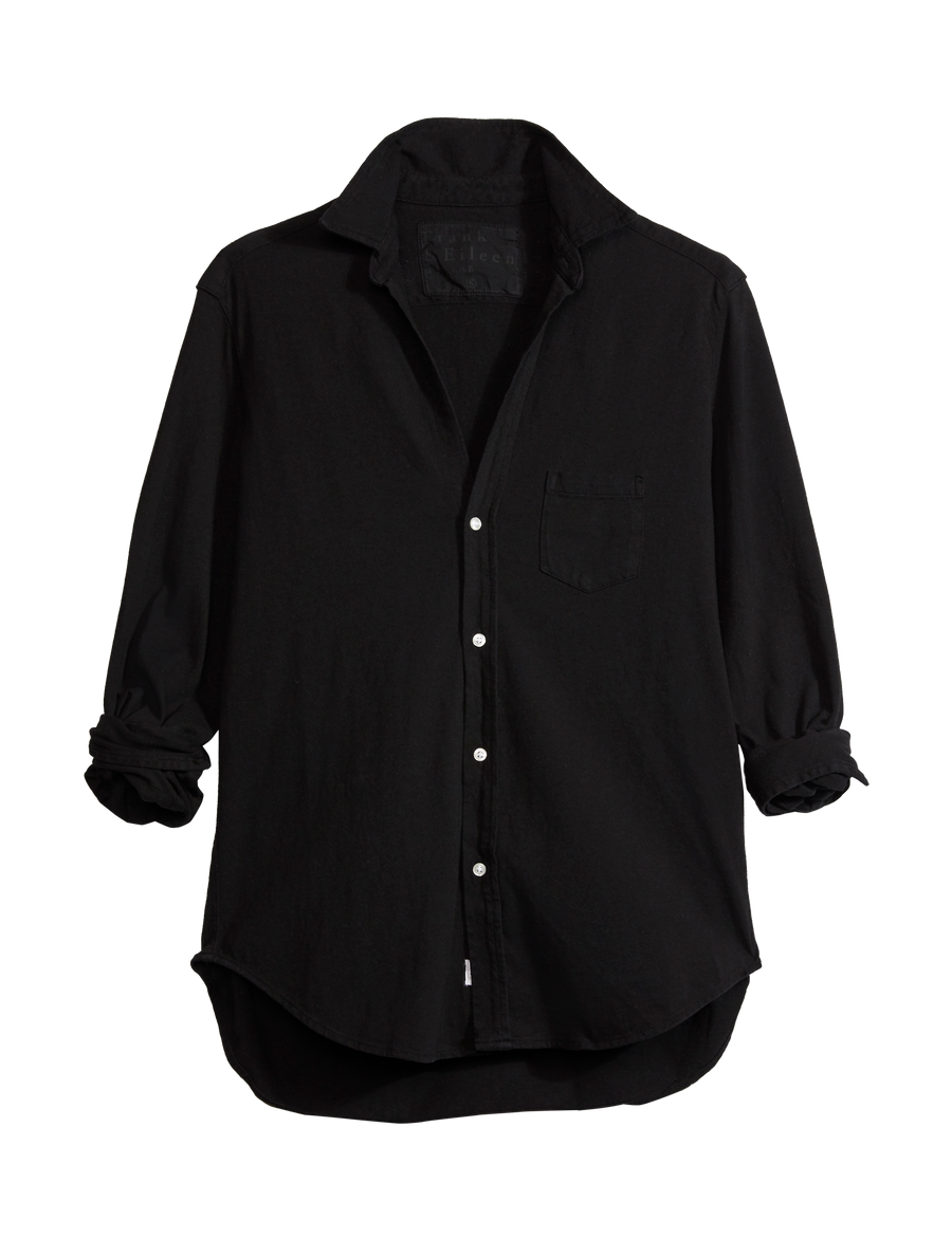 Flat front shot of Black Frank & Eileen Eileen Relaxed Button-Up Shirt in Heritage Jersey