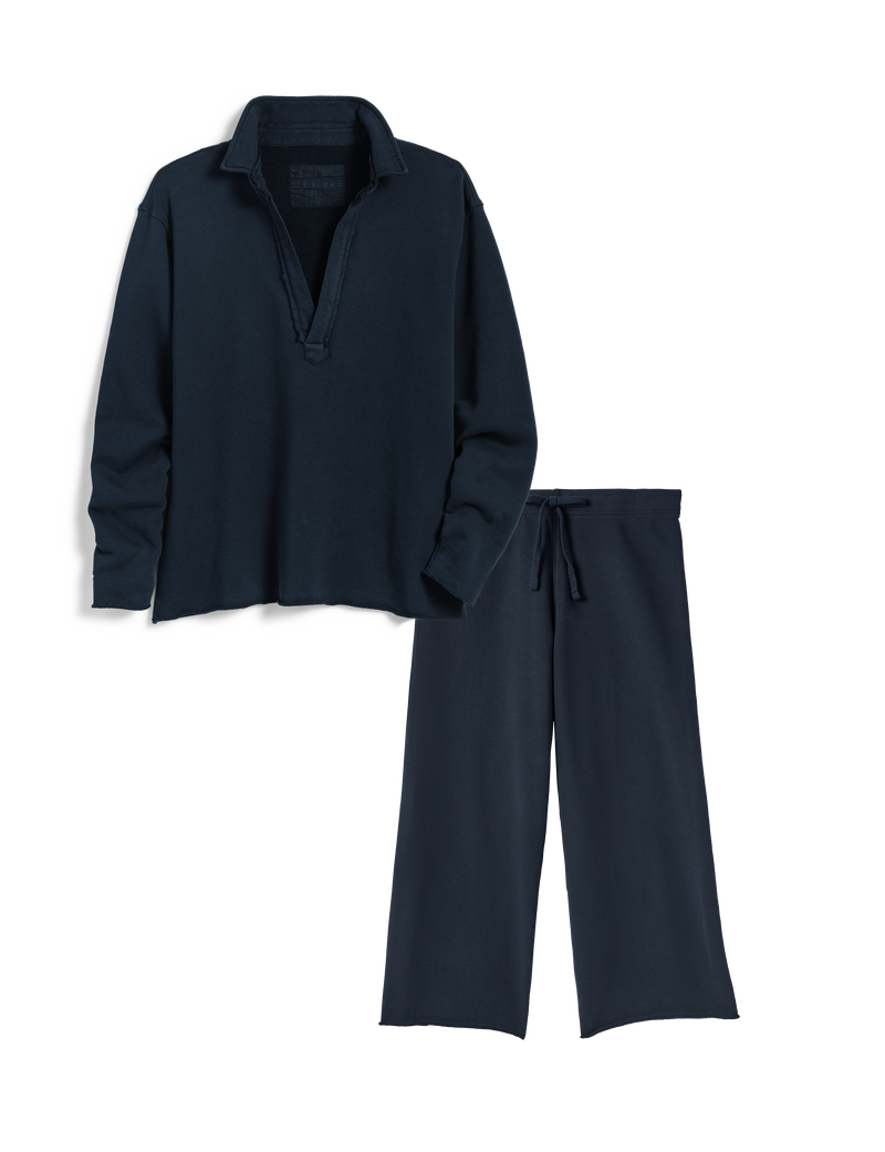 Carmel Travel Set, Patrick & Catherine Sweatpants, Navy | Frank & Eileen